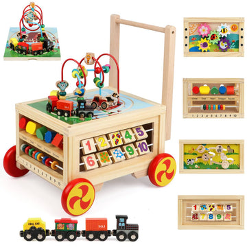 Wooden Activity Cube 7-in-1 Montessori Toys for 1+ Year Old Boys Girls Educational Learning Toys for Toddlers Age 1-2 One Year O