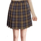 Beautifulfashionlife Womens High Waist Plaid Vintage Skirt Skirts(L, Brown Mixed Blue)