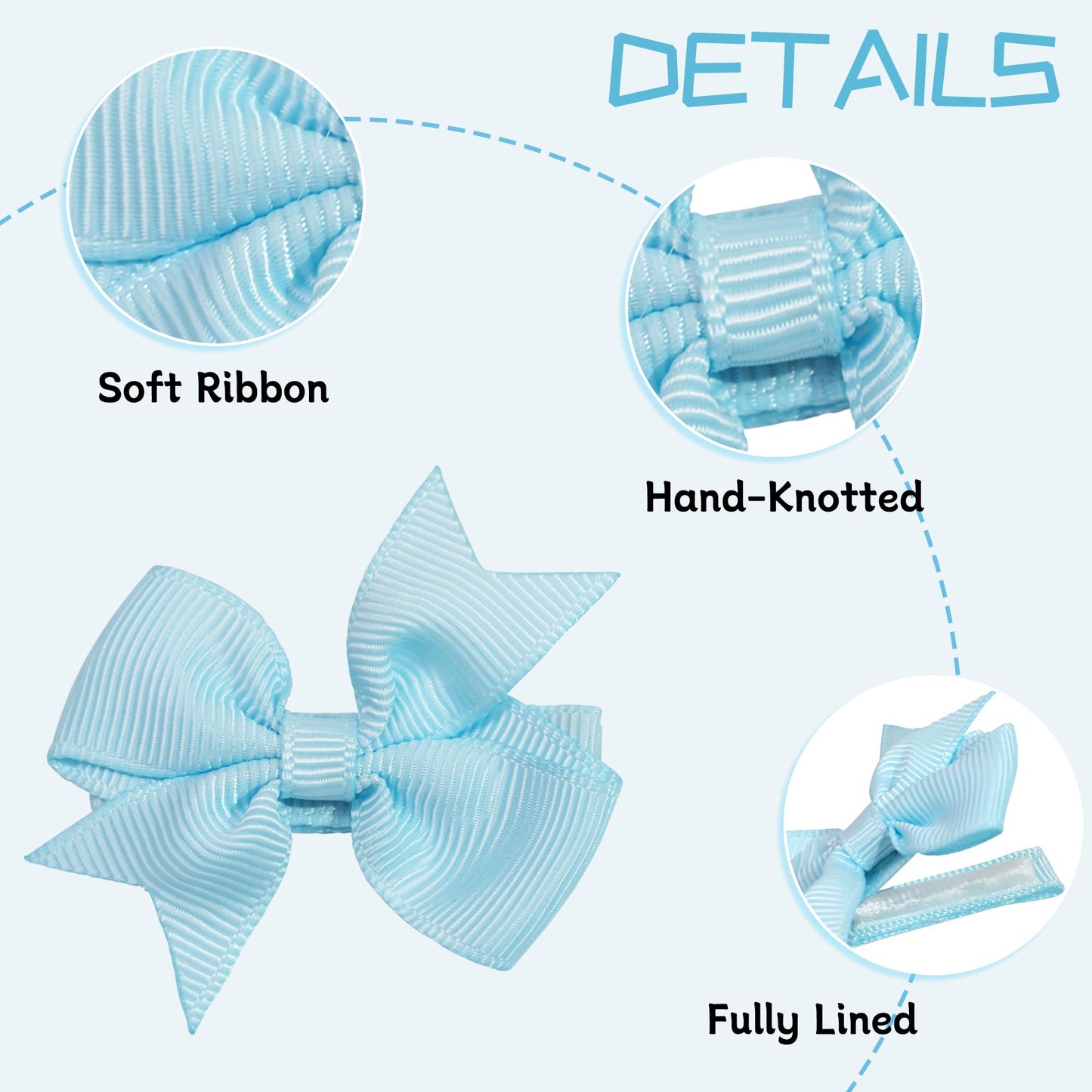 Cllot Hair Clips, 20Pcs Tiny 2' Baby Hair Bows Fully Covered Barrettes Clips For Baby Girls Infants Toddlers Child Kids And Lit