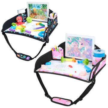Coolbebe Kids Travel Tray For Toddler Car Seat, 2Pcs Travel Tray For Airplane, Toddler Car Seat Lap Tray, Carseat Table Tray For