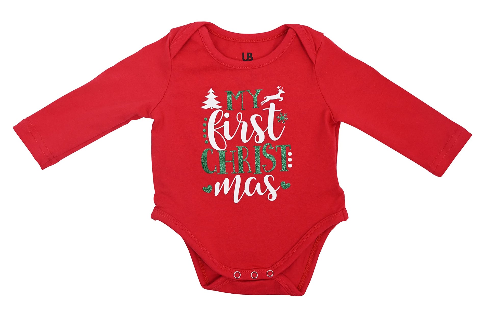 Baby Boys My First Christmas Long Sleeve Outfit Clothes Set (3M, Red)