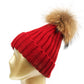Baby Girl Winter Cap, Solid Color Knitted Beanie Hat With Pom Pom Hat Winter Warm Skull Cap Red 46-51Cm