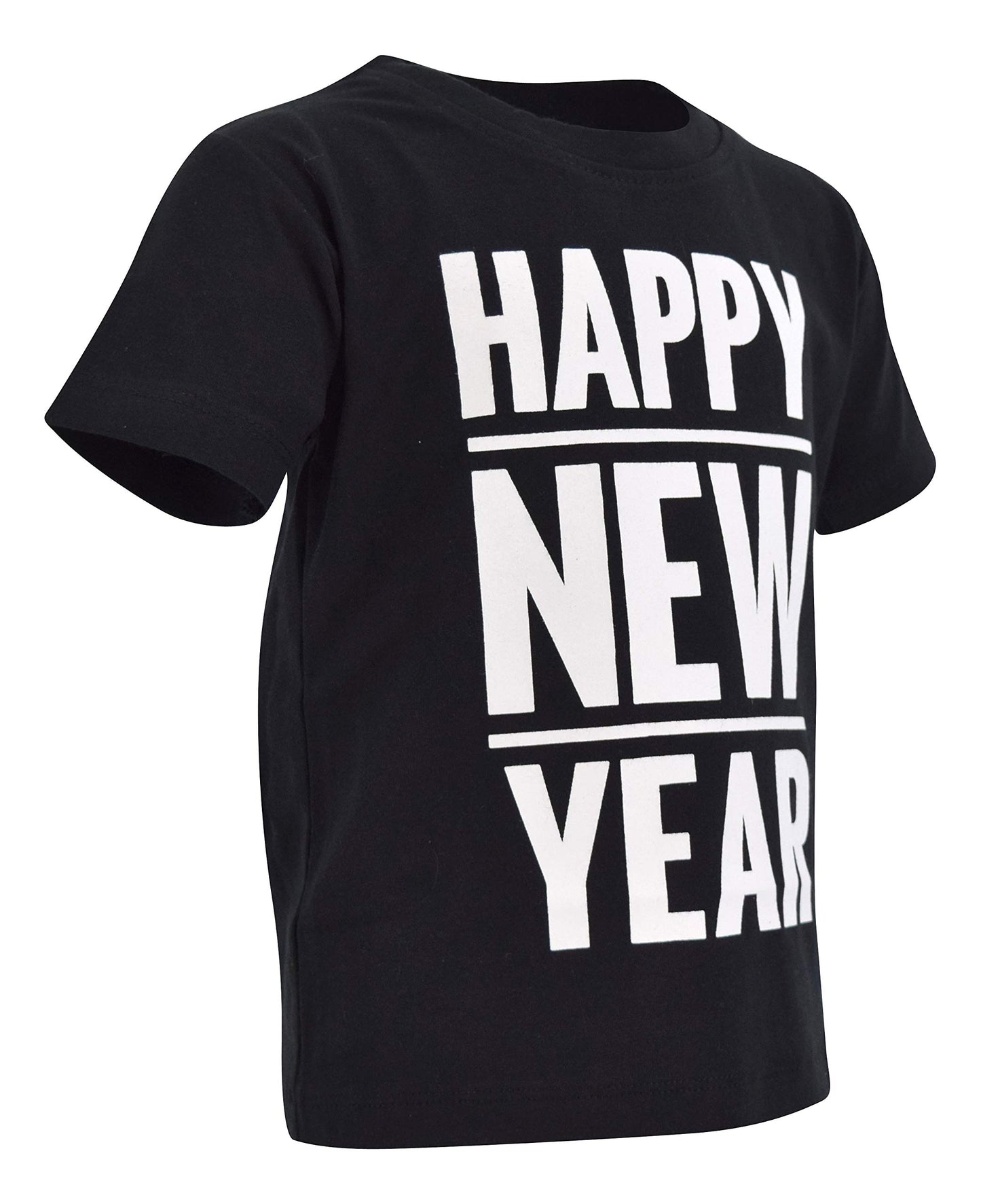 Unique Baby Boys Happy New Year 2023 Party Shirt (4T, Black)