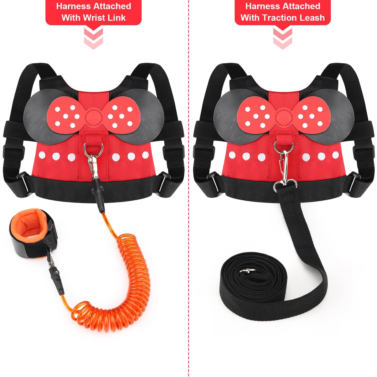 Accmor Toddler Leash Harness, Child Harness Baby Leash + Anti-Lost Wrist Link, Cute Kids Harness With Walking Strap Tether Belt