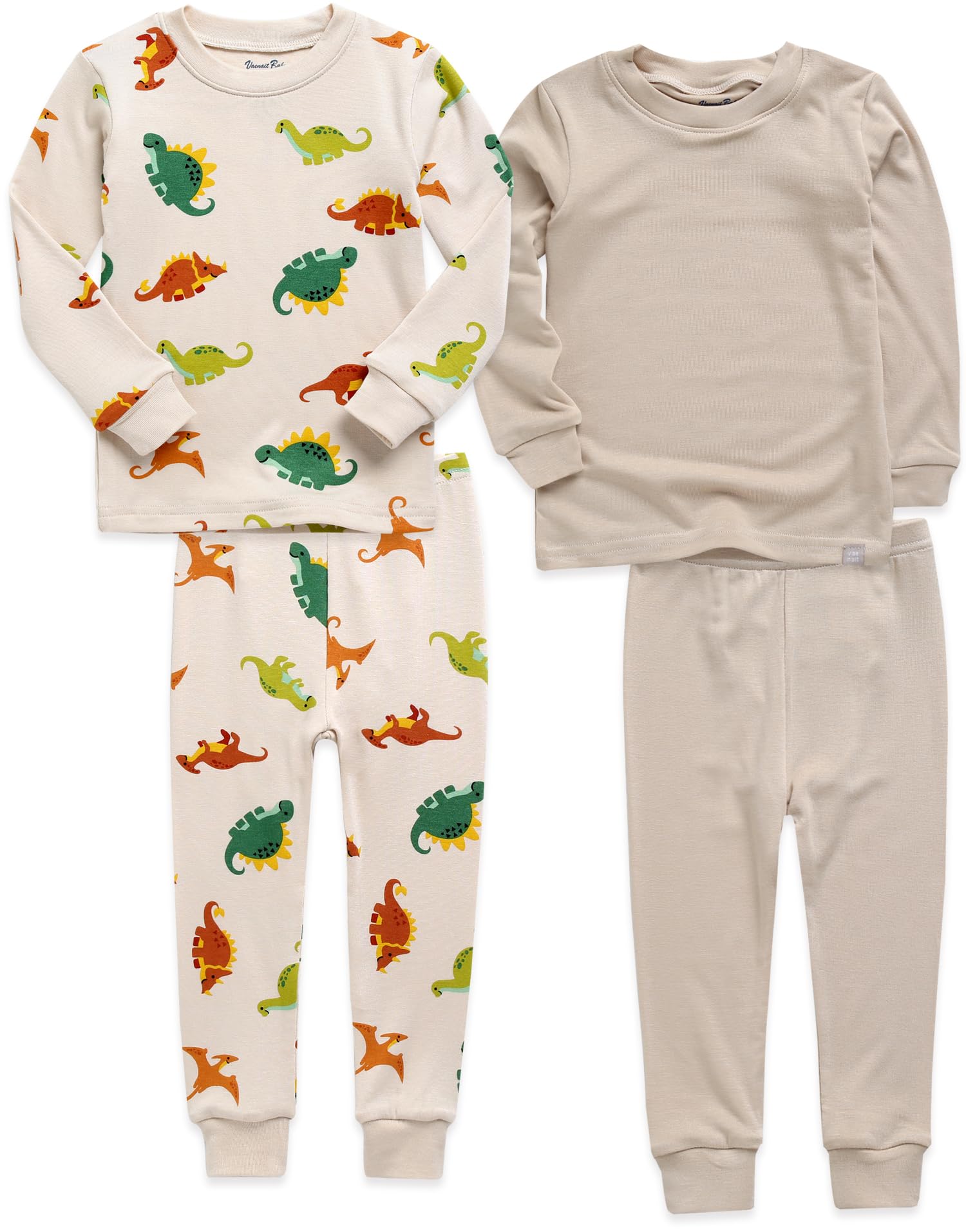 Vaenait Kids Long Sleeve Sleepwear Pajamas 2Pcs Set Modal Jurassic+Beige Xxs