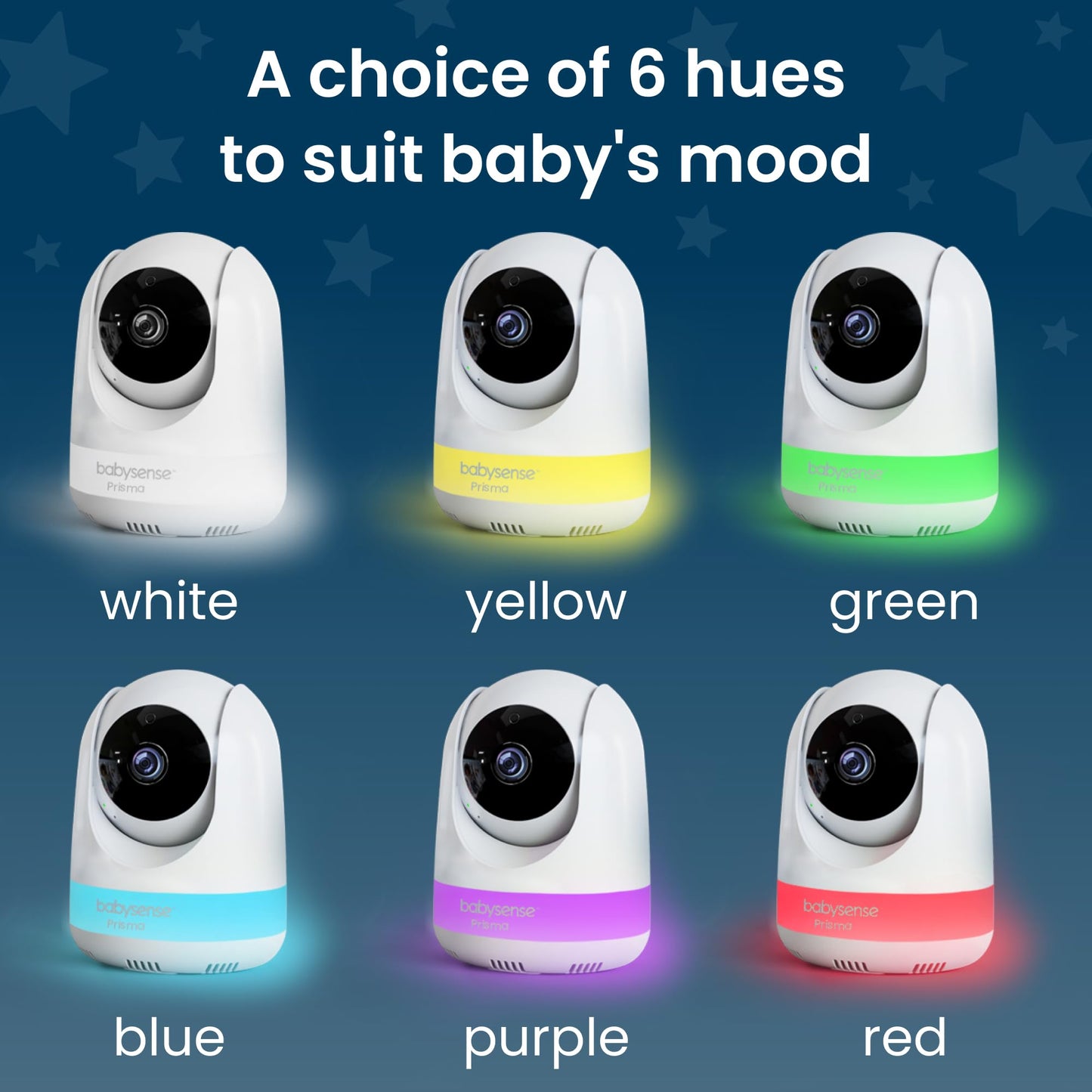 Babysense Prisma Baby Monitor With Camera And Audio, 5    Hd Video Baby Monitor, 6-Color Night Light, Split Screen, Baby Sound M