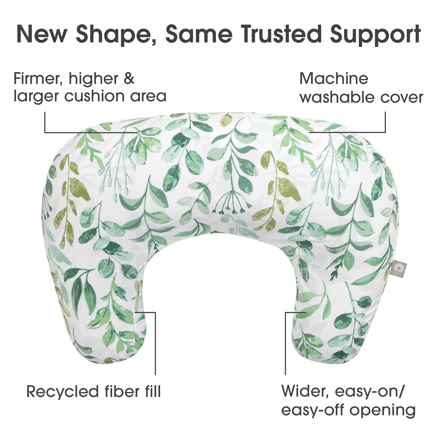 Boppy Nursing Pillow, Green Sage Leaf, Larger, More Supportive Pillow For Breastfeeding And Bottle Feeding, Firmer Fill, Higher
