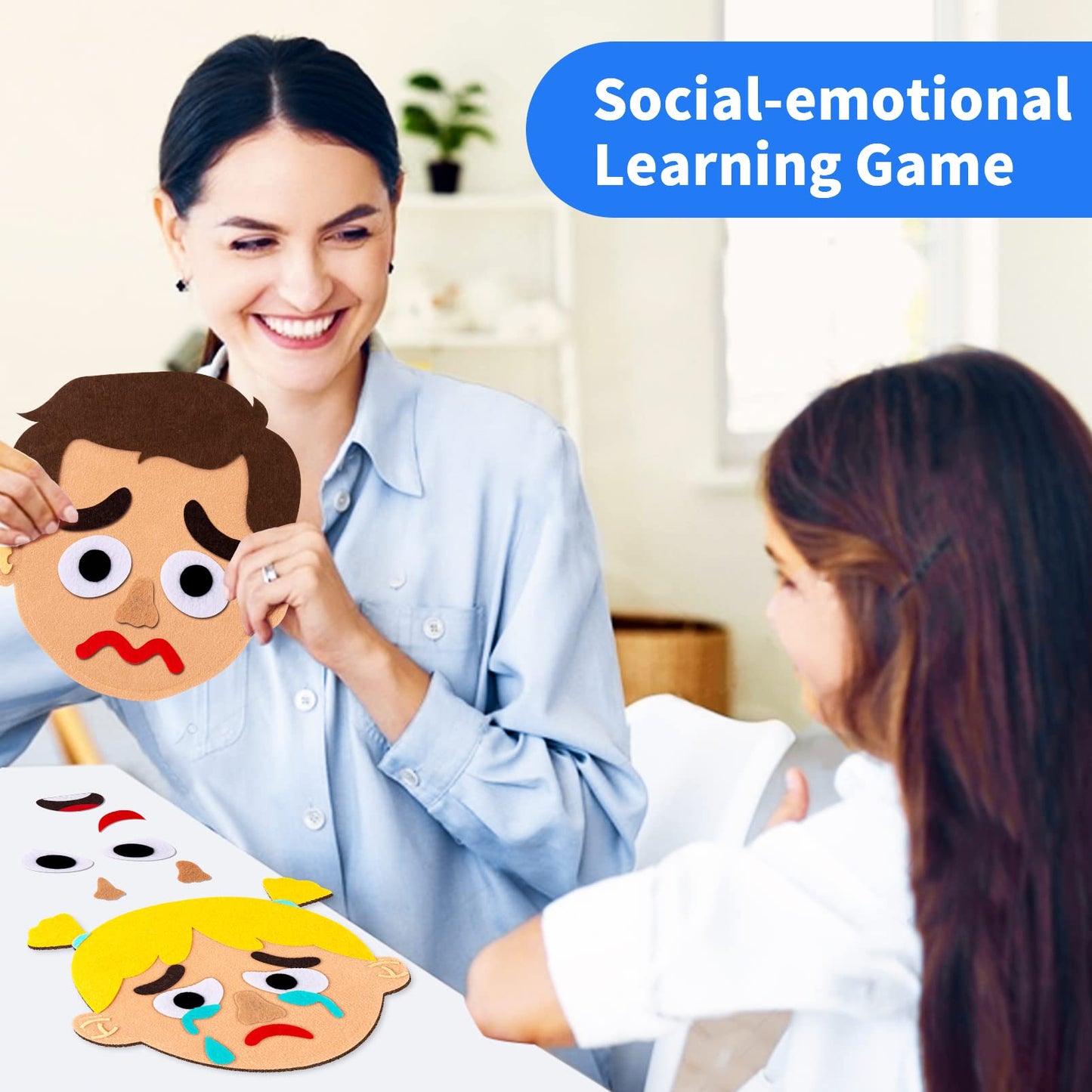 Craftstory 116 Pcs Social-Emotional-Learning-Activities for Kids - 6 Family Feelings-Board-Games, Autism Sensory Toy Learning Ma