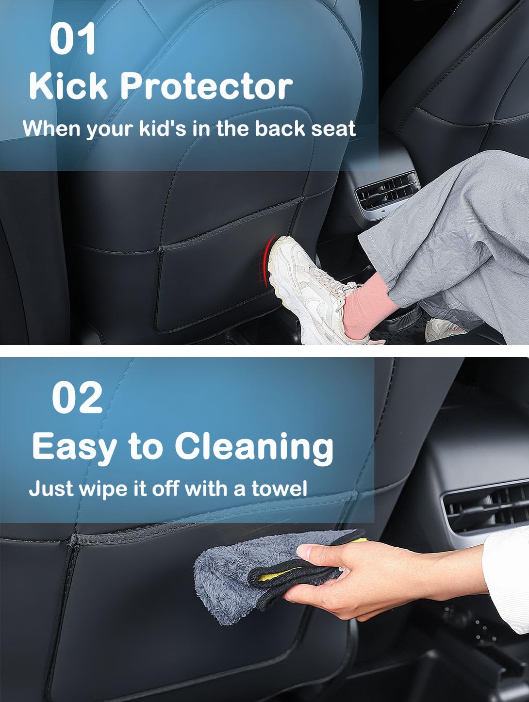 Evmods Upgrade 2024 For Tesla Model Y/3/S/X Accessories Back Seat Cover Seatback Protector For Kids Kick Protector Mats Waterpro