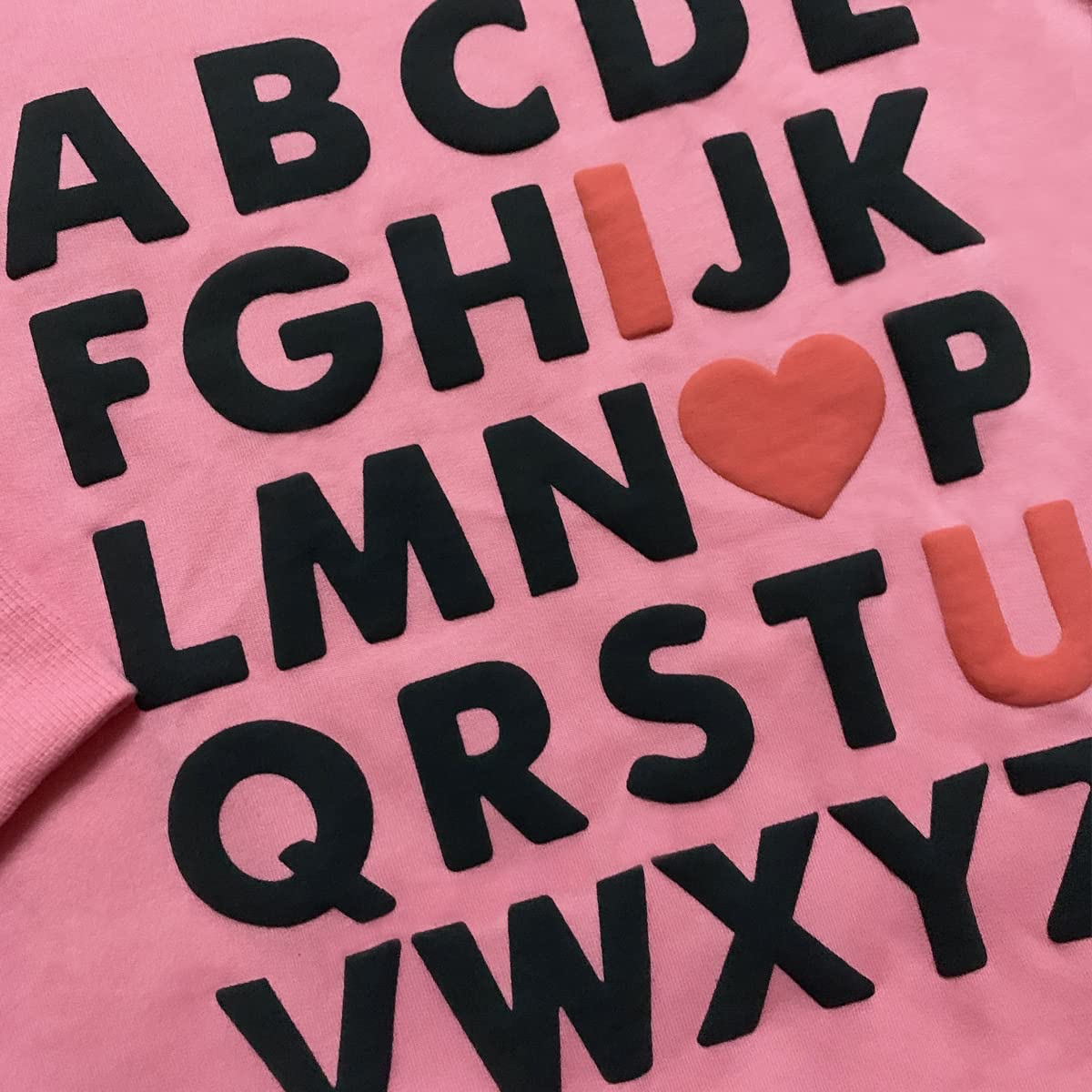 Mrocioa Valentines Day Shirt For Girls Alphabet Abc I Love U Sweatshirt Toddler Little Kids Vday Heart Tops Pink 4T