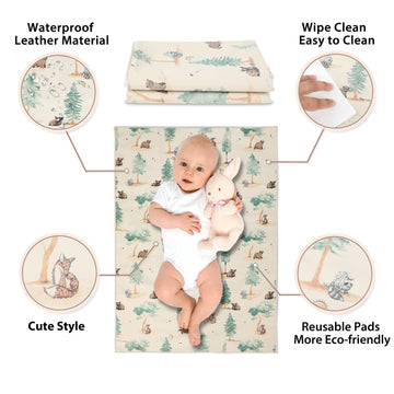 Vegan Leather Baby Changing Mat - Wipeable Portable Changing Pad, Foldable Travel Changing Mat For Baby, Newborns Toddlers Showe