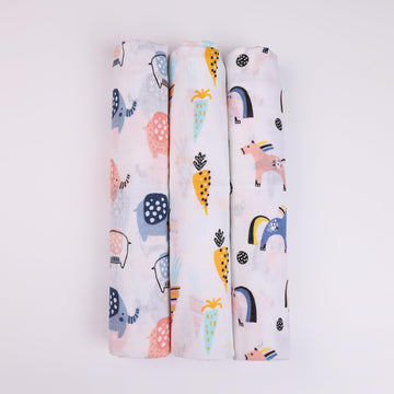Just Bumm 100% Organic Cotton Muslin Swaddle for Newborn Babies  98x98 cm, Soft, Breathable, Lightweight Swaddle Wraps for Babi