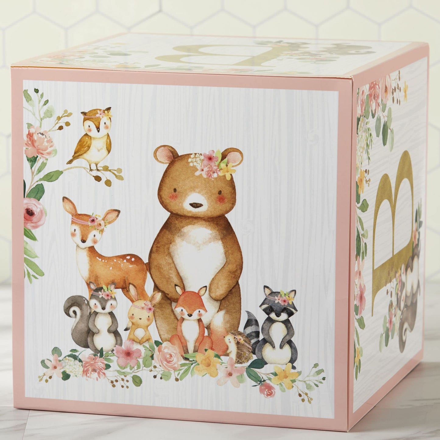 Kate Aspen Pink Woodland Baby Boxes With Letters For Baby Shower Decorations Photo Prop & Nursery D  Cor (Set Of 4 Spells Baby)