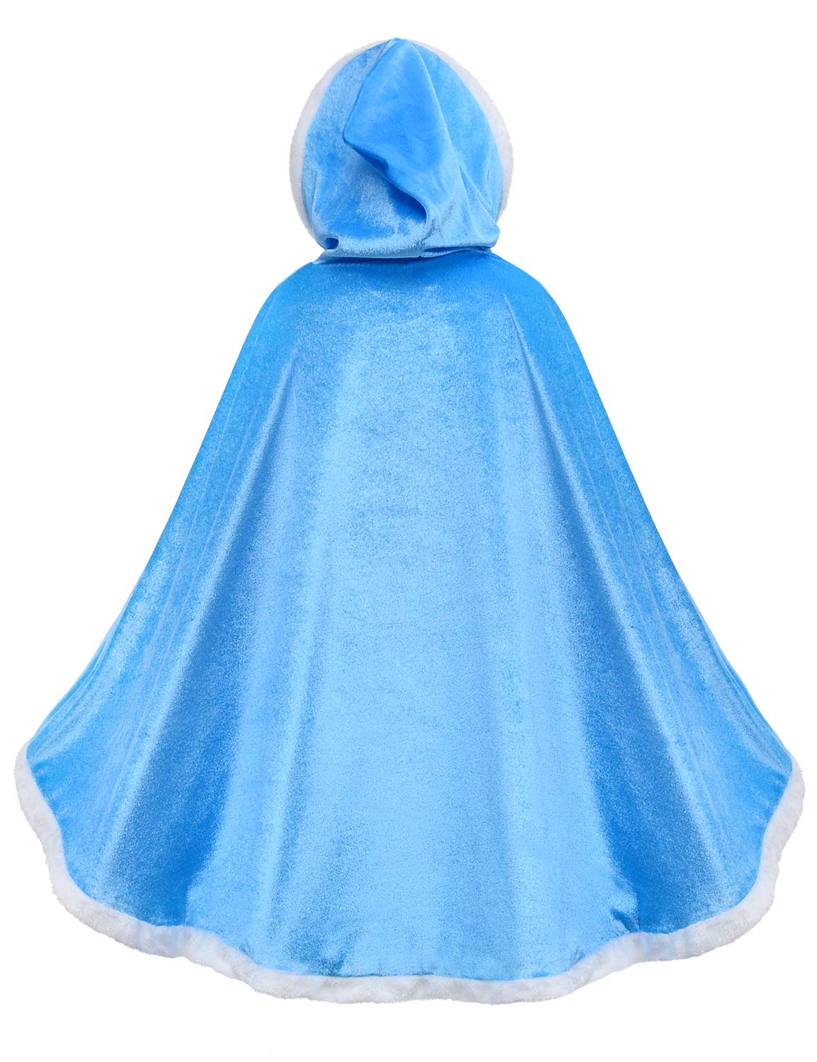 Party Chili Fur Princess Hooded Cape Cloaks Costume For Girls Dress Up Blue 10-12 Years(150Cm)