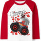 Tkria Kids Boy Valentine Day Shirt Dinosaur Monster Truck Long Sleeve Patchwork T-Shirt Holiday Kids Top Graphic T-Shirts 8T