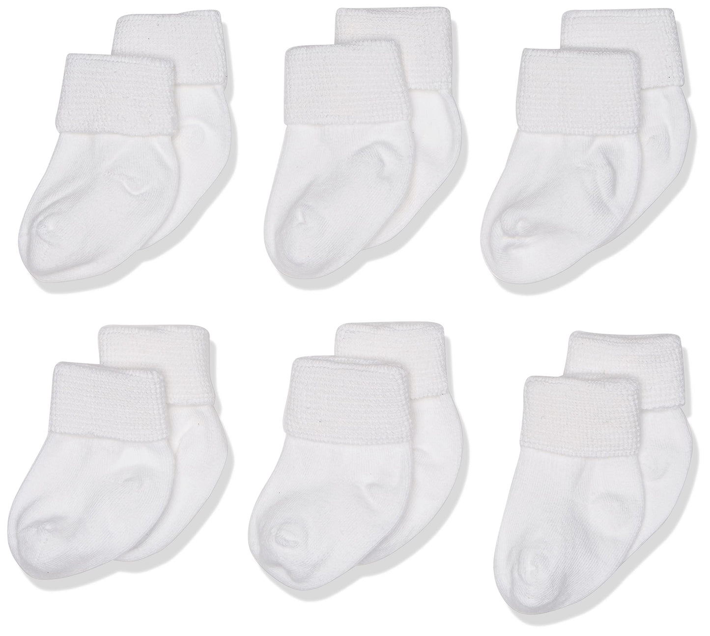 Jefferies Socks Baby Boys Newborn Turn Cuff Bootie 6 Pair Pack Infant And Toddler Socks, White, 3-12 Months Us