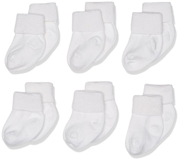 Jefferies Socks Baby Boys Newborn Turn Cuff Bootie 6 Pair Pack Infant And Toddler Socks, White, 3-12 Months Us