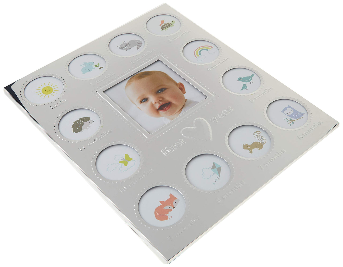 Carter'S Baby'S First Year Animal Theme Silver Metal Month By Month Picture Frame, 9.75' L X 11.75' H