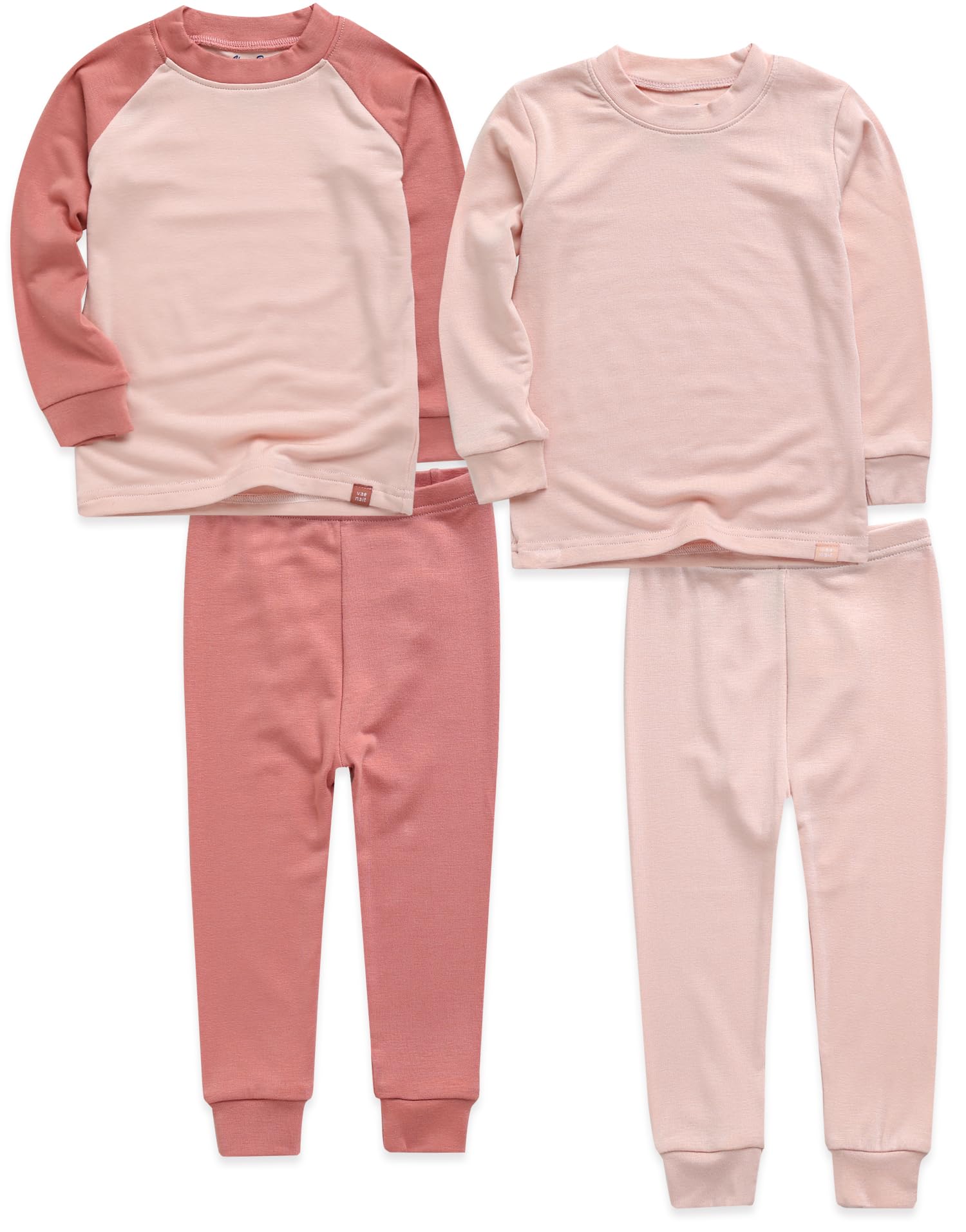 Vaenait Kids Long Sleeve Sleepwear Pajamas 2Pcs Set Modal Raglanpink+Milkpink M