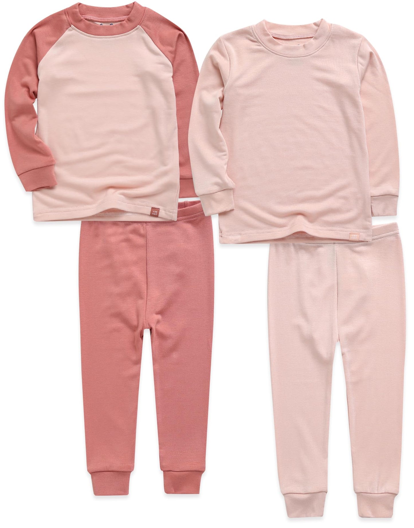 Vaenait Kids Long Sleeve Sleepwear Pajamas 2Pcs Set Modal Raglanpink+Milkpink S