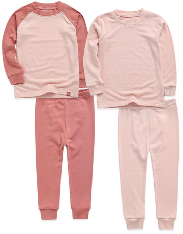 Vaenait Kids Long Sleeve Sleepwear Pajamas 2Pcs Set Modal Raglanpink+Milkpink S