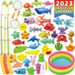 CozyBomB Magnetic Fishing Toys Game Set for Kids | Water Table Bathtub Kiddie Pool Party with Pole Rod Net, Plastic Floating Fis