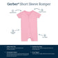 Gerber Unisex Baby Buttery Soft Short Sleeve Romper With Viscose Made From Eucalyptus, Sea Pink, 12 Months