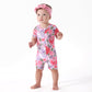 Gerber Unisex Baby Buttery Soft Short Sleeve Romper With Viscose Made From Eucalyptus, Lilac Garden, 12 Months