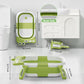 Alligator Collapsible Baby Bathtub For Newborn With Thermometer & 1 Soft Floating Cushion & Drain Hole, Foldable & Portable Trav