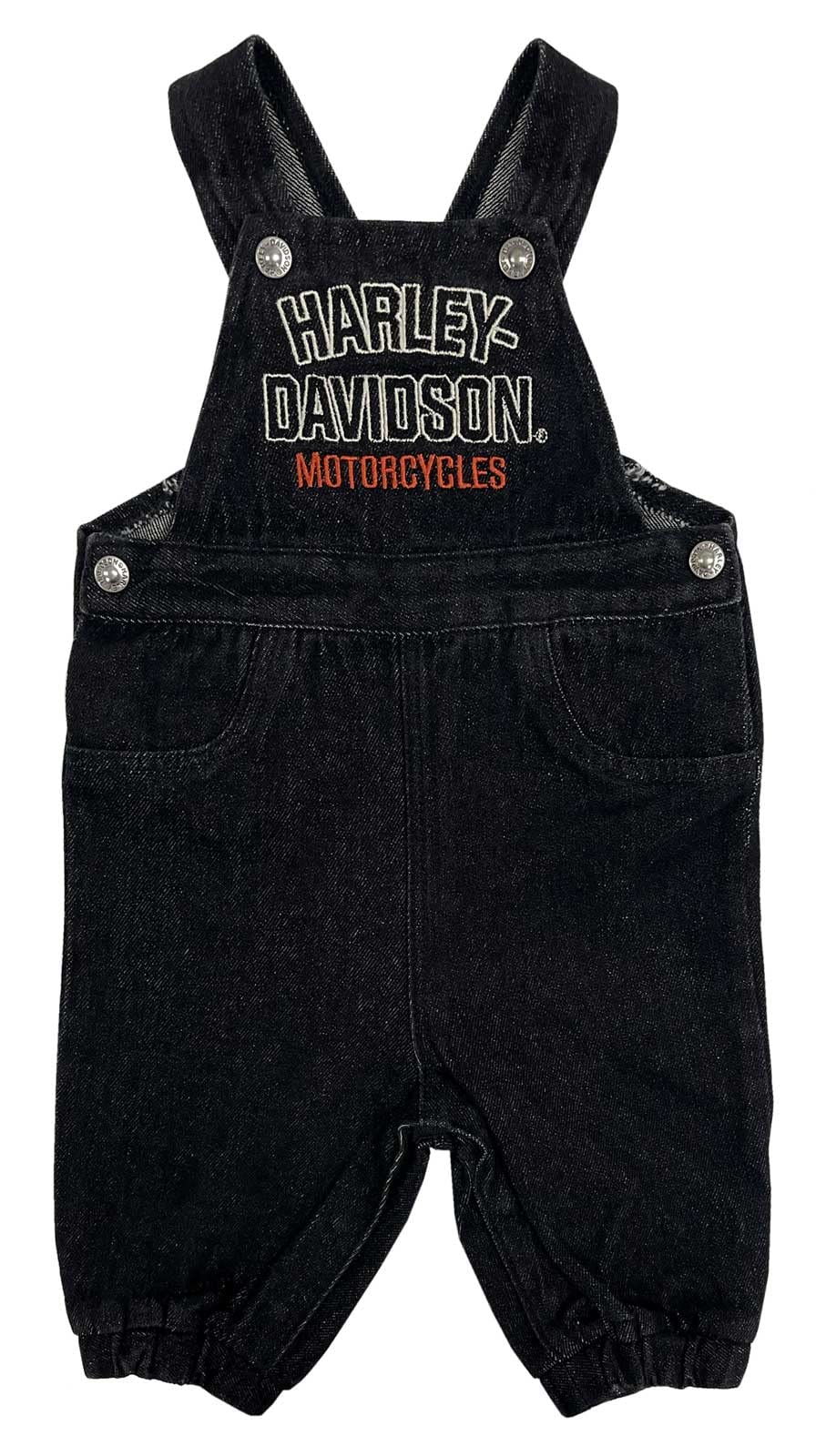Harley-Davidson Baby Unisex Embroidered Denim Infant Overalls - Black (9/12M)