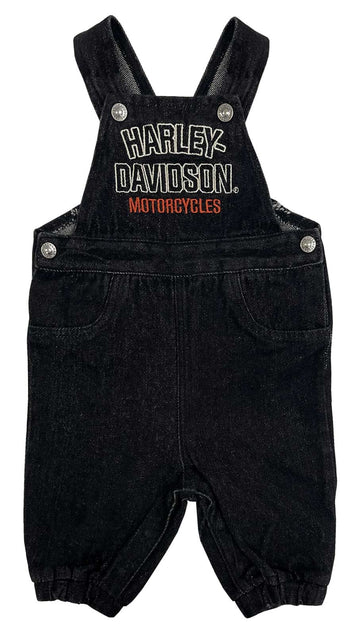 Harley-Davidson Baby Unisex Embroidered Denim Infant Overalls - Black (9/12M)