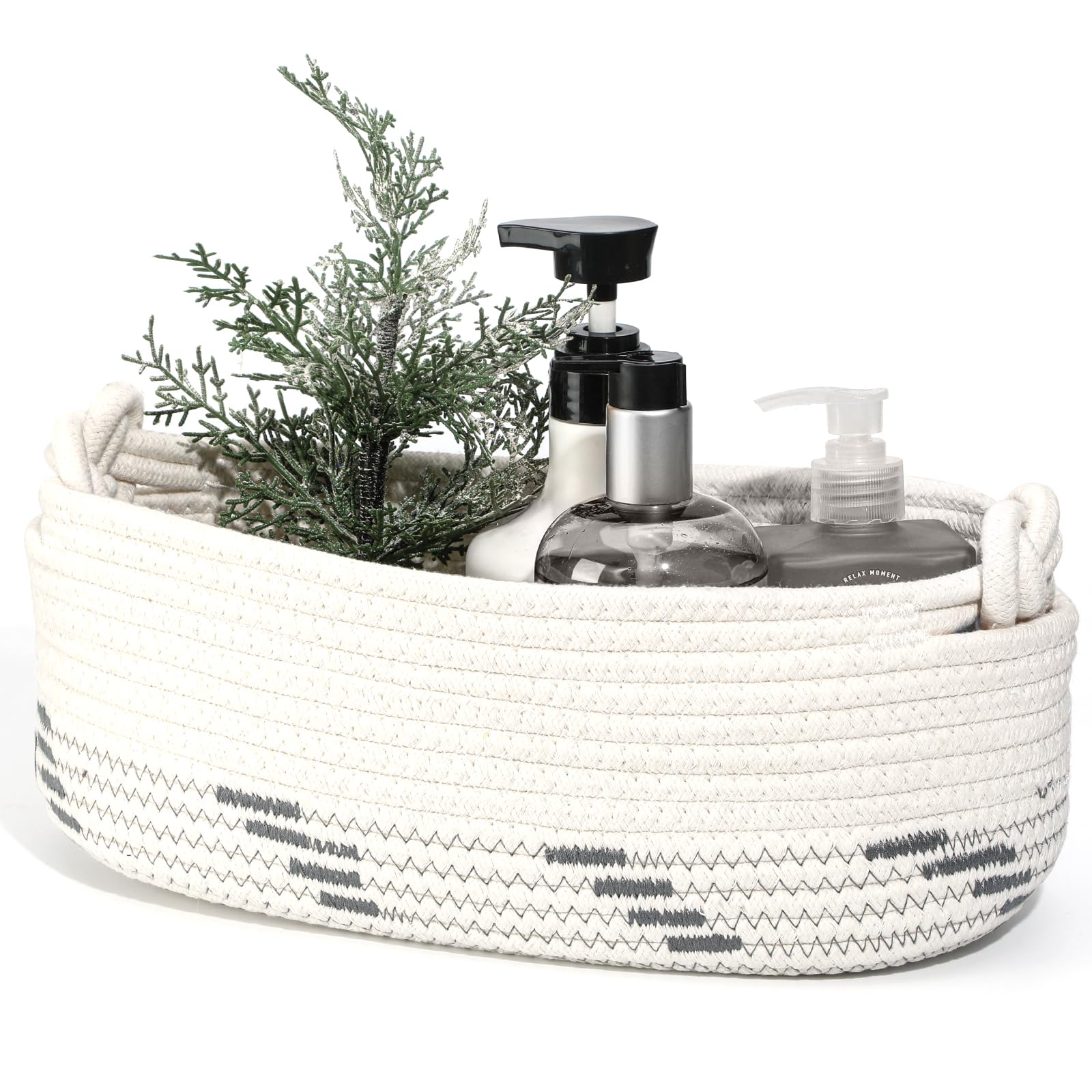 Small Baskets For Gifts Empty Cute Decorative Basket For Gifts White Woven Gift Basket With Handle Boho Decor For Bathroom Shelv