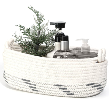 Small Baskets For Gifts Empty Cute Decorative Basket For Gifts White Woven Gift Basket With Handle Boho Decor For Bathroom Shelv