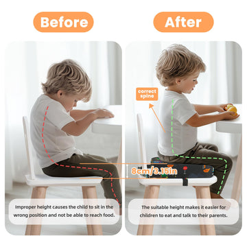 Wooshwa Toddler Booster Seat For Dining Table, Kids Booster Seat For Kitchen Chair With Non-Slip Bottom, Portable Detachable Was