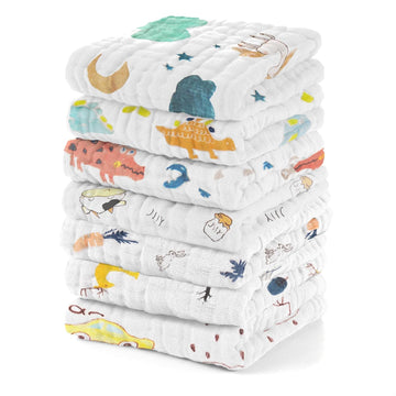 Closecret 5 Pack Baby Muslin Washcloths For Unisex 100% Cotton Wash Cloth Set For Baby Face Body Comfy And Soft For Newborn Infa