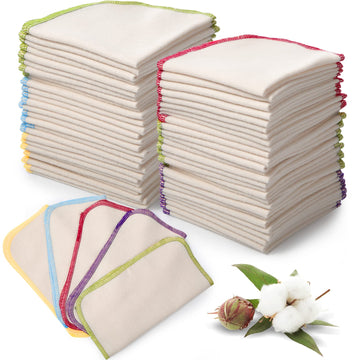 Mimorou 45 Pcs Flannel Cloth Baby Wipes Reusable Baby Diapers Wipes Washable Natural Unbleached Baby Face Wipes Soft And Sturdy