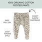 Honestbaby 3-Pack Footed Pants Roomy Fit Pull On Bottoms 100% Organic Cotton For Infant Baby Boys, Girls, Unisex, Zanzibar Zebra
