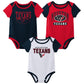 Outerstuff Nfl Newborn Baby And Infant Short Sleeve Bodysuit Variety 3-Pack - Houston Texans, 6-9M