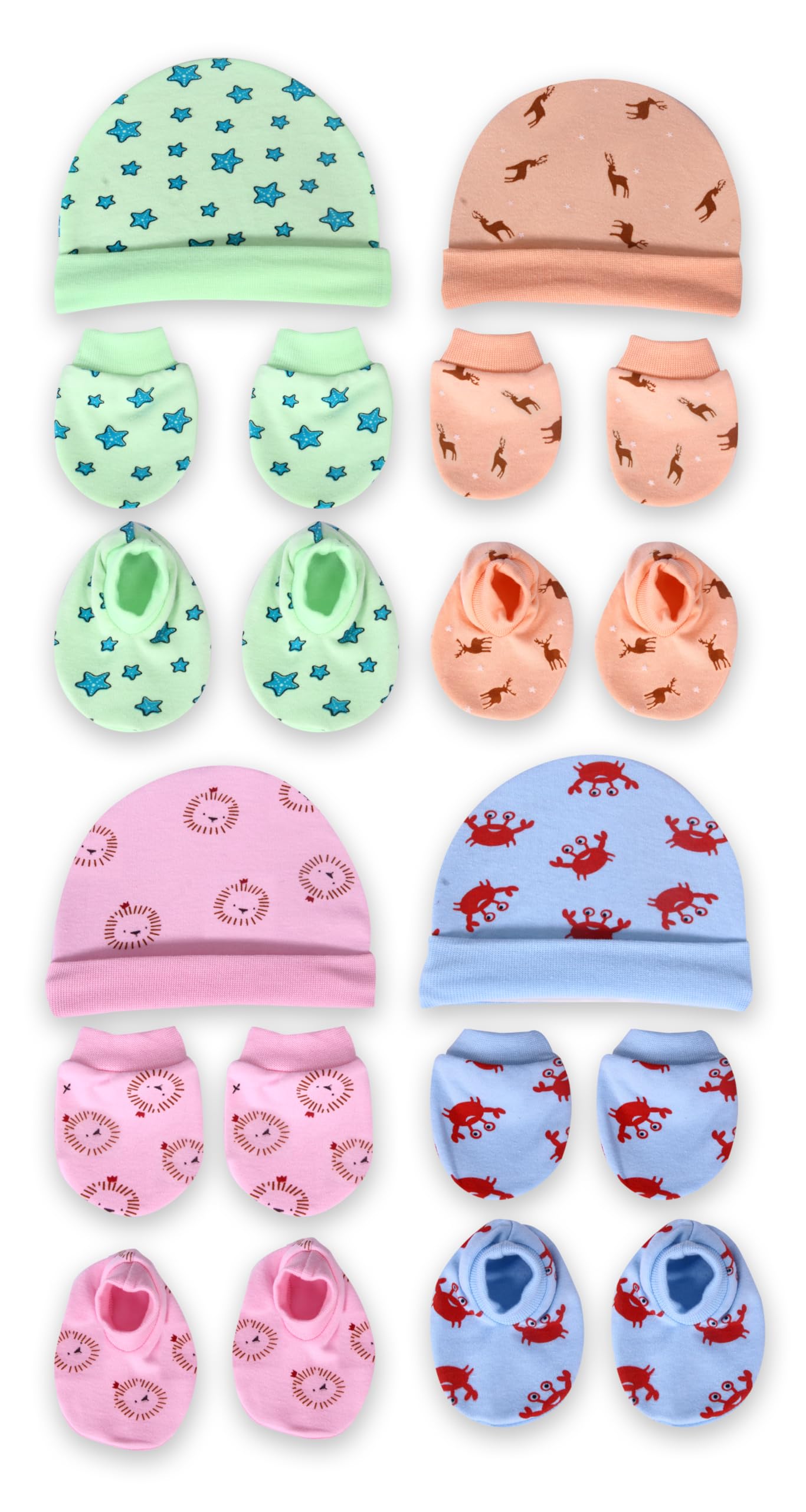 MomS Darling Newborn Baby Cotton Cap, Mitten And Booties Combo Set | Infant Cap | Mittens | Bootie | Kids Gloves & Socks | Baby
