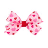 Wee Ones Girls' Valentines Day Grosgrain Hair Bow On Weestay No-Slip Clip, Valentine Heart Print, Mini, Pearl Pink