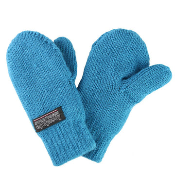 Clips N Grips Infant Baby Toddler Knitted Fleece Lined Mittens (Small (4-12 Months), Teal Blue)
