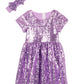 Cilucu Flower Girl Dress Baby Toddlers Sequin Dress Kids Party Dress Bridesmaid Wedding Gown Birthday Dress Lavender Purple 7T-8