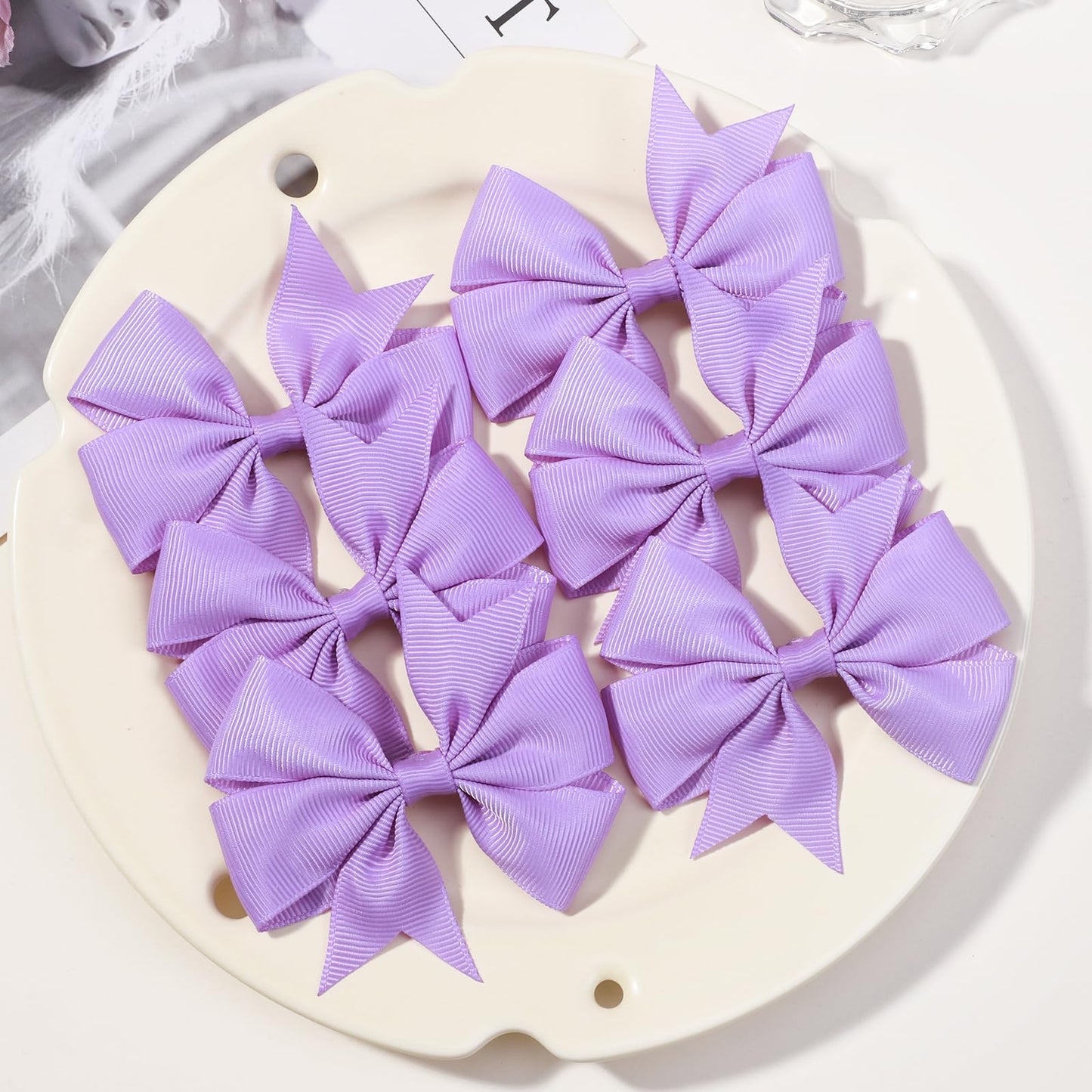 Choicbaby 3 Inches Hair Bows For Girls Purple Grosgrain Ribbon Pinwheel Hair Bows Clips Toddler Bows Hair Clips For Birthday Bab