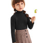 Kids Toddler Baby Little Girl Turtleneck T-Shirt Sweater Tunic Long Sleeve Plain Solid Blouse Tops Fall Winter Clothes (Black, 1