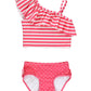 Rufflebutts - Hot Pink Heart One Shoulder Ruffle Tankini - 2T