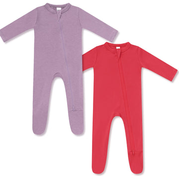Hapiu Bamboo Rayon Footies, 2-Pack, Molten Lava  Tulipwood, 3-6 Months