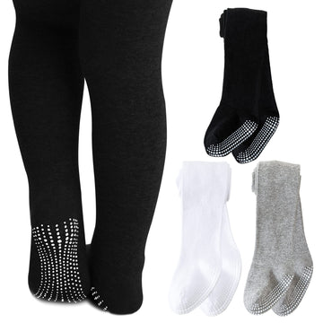 Baby Girl Tights Non Slip Baby Tights 12-24 Months Girl Warm Cotton Leggings Seamless Pantyhose Non-Skid Grip For Toddler 3 Pack