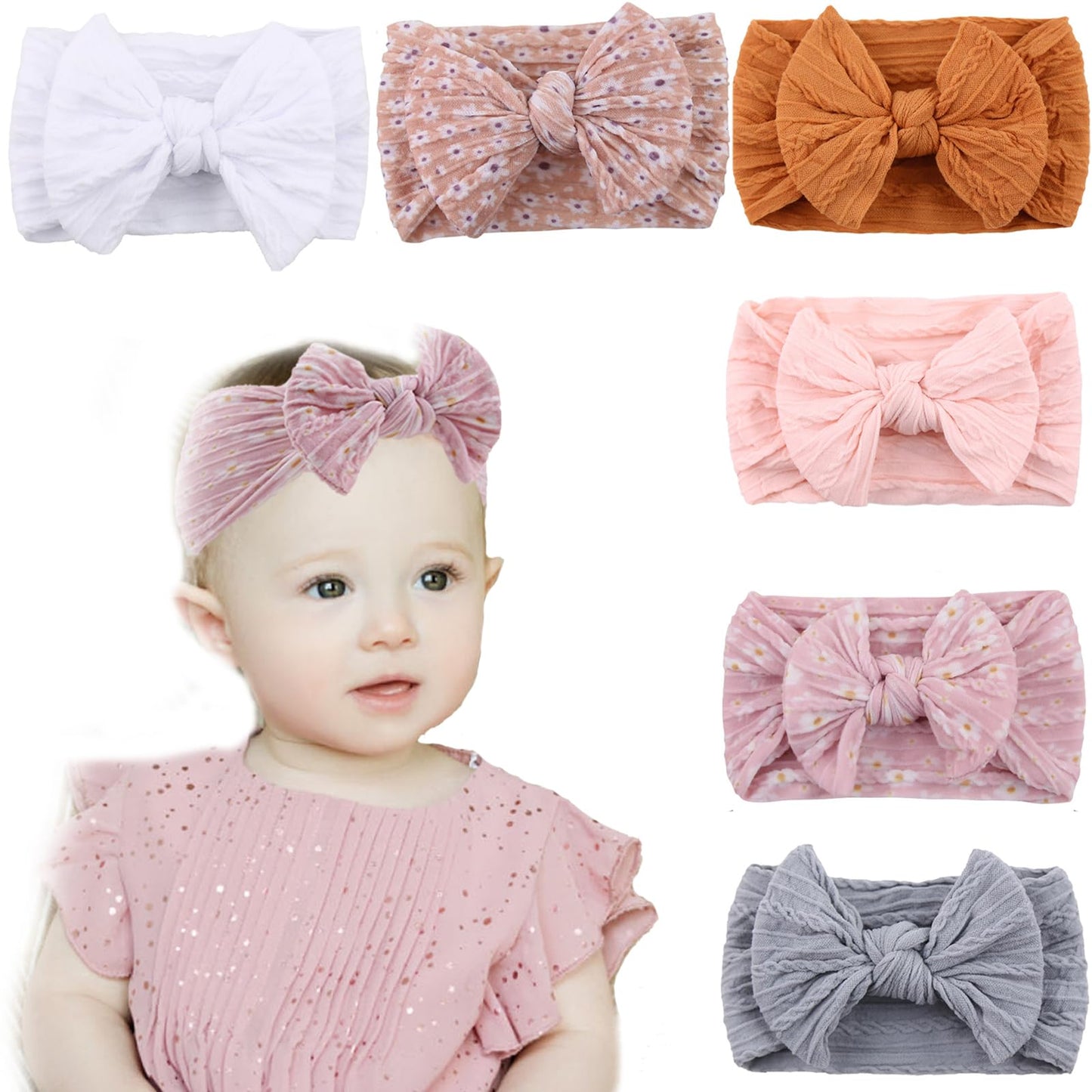 Kidocheese Baby Girls Headbands With Bows Elastics Nylon Hair Bows Hairbands Hair Accessories For Newborn Infant Toddlers Kids