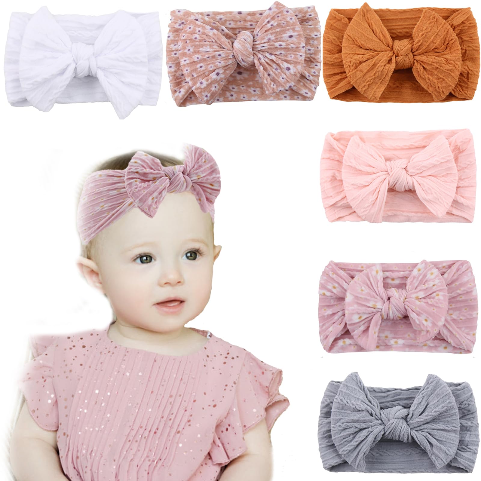 Kidocheese Baby Girls Headbands With Bows Elastics Nylon Hair Bows Hairbands Hair Accessories For Newborn Infant Toddlers Kids