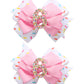 2Pcs Birthday Hair Bow for Baby Girls 2 3 4 5 6 7 Years Sprinkle Decorations Confetti Ice Cream Party Pink Pigtail Hair Accessor